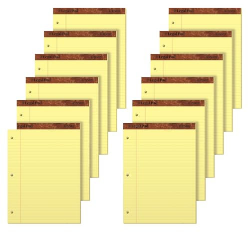 TOPS The Legal Block Schreibblöcke, 21,6 x 29,5 cm, Kanarien-Papier, Rechtsvorschrift, 50 Blatt, 12 Stück (75351)