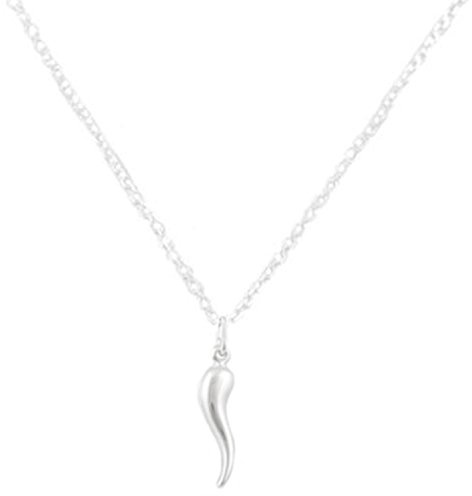 JOTW Italienischer Horn-Anhänger aus Sterlingsilber mit einer 45,7 cm langen Gliederhalskette, S, Sterling Silber, Kein Edelstein