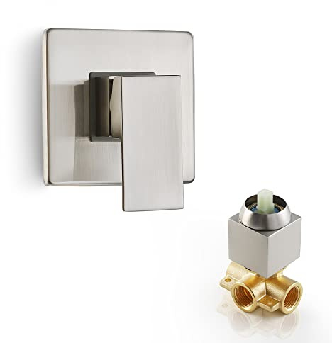 Dr Faucet Shower Valve Kit, Single Handle Mixing Valve Shower Control Valve Kit Single Function Rough-In Valves Set, Brushed Nickel Tub Valve and Trim Kit