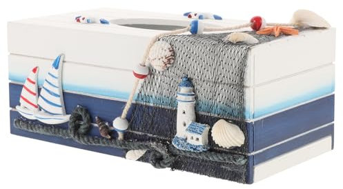 TOPBATHY Mediterrane Taschentuchbox Aus Holz, Dekorative KosmetiktüCherbox Mit Magnetverschluss, NachfüLlbare Tissue Box FüR Wohnzimmer, Schlafzimmer Und BüRo