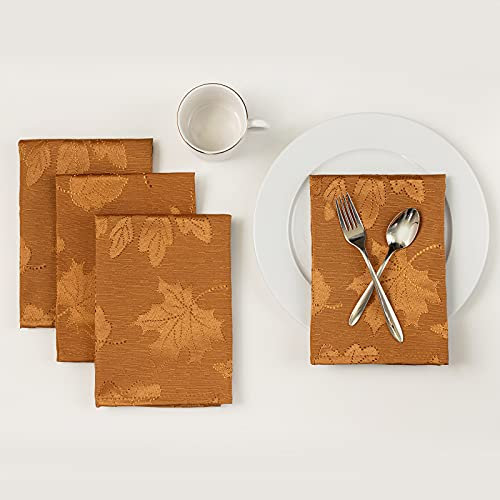 Benson Mills Harvest Legacy Damast-Stoffservietten für Herbst, Ernte und Thanksgiving Tischdecken (Bernstein-Bronze, 45,7 x 45,7 cm, 4 Stück)