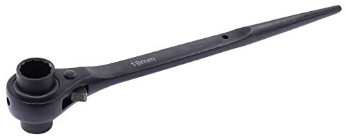 HouYeen Ratchet Podger Spanner Scaffold Steel 17mm 19mm 2 Way Wrench Tool | Black Double Sided