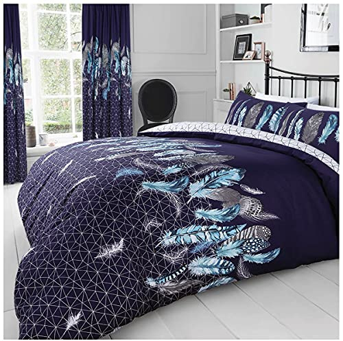 GC GAVENO CAVAILIA Parure de lit imprimée de qualité supérieure avec Housse de Couette en Coton mélangé - Taille Double - Bleu Marine (200 x 200cm)