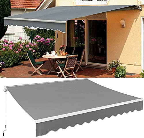0℃ Outdoor Gelenkarmmarkise, Einziehbare Markise mit Kurbela und Handkurbel, Sonnenmarkise Winkel Einstellbar, Markise mit Wasserdichter Beschichtung für Terrasse Balkon Veranda,#5,4x3m