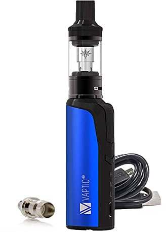 Vaptio Cosmo Vape Pen kit 30W MOD Atomiseur de 2,0 ml et 2 unité bobines Cosmo de 0,7 ohm / 1,6 ohm Cigarette électronique Kit de démarrage sans e liquide sans nicotine (bleu)