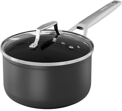 MsMk 2 QT Nonstick Saucepan with Lid, Grey Induction Cooking Pot