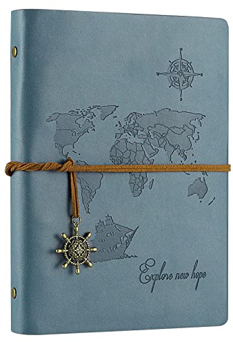SEEALLDE Carnet de notes a5 en Cuir 200 Pages Carnet de voyage carnet à Anneaux rechargeable pour le bureau Accueil École Rédaction professionnelle et prise de notes