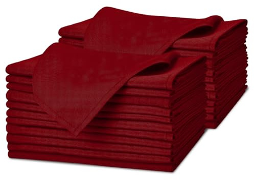 Avalon Kitchen Red Cloth Napkins Bulk (Pack of 24) - 100% Polyester Dinner Linen Napkins Cloth Washable & Reusable - Durable with Hemmed Edges - Ideal for Parties and Weddings (17x17 Inches)