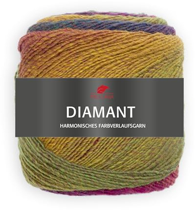 PRO LANA Diamant 150g 95 - grün/gelb/weinrot