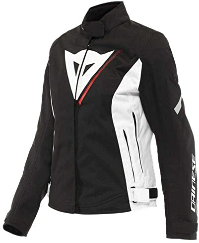 Dainese Veloce Lady D-Dry Jacket, Motorradjacke Ganzjährig Wasserdicht mit Abnehmbarer Thermoschicht, Damen, Schwarz/Weiß/Lava Rot, 48
