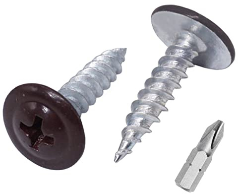 Lote de 50 tornillos pintados de 4,2 x 19 mm, tornillos de metal autorroscantes, cabeza de armadura modificada Phillips, cabeza de oblea (50, marrón chocolate RAL 8017)