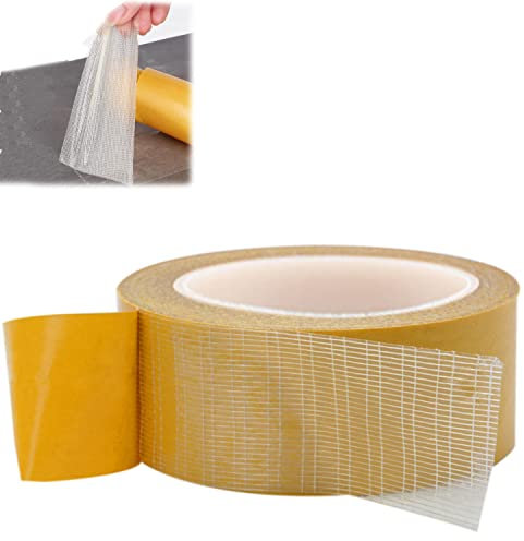YWSM High Adhesive Strength Mesh Double-sided Duct Tape, Carpet Tape Double Sided, Easily Removable with No Residue, Keeps Rugs in Place on Hardwood, Tile (20m*2cm)