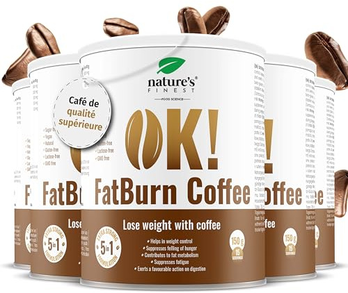 Nature's Finest by Nutrisslim OK! Fatburn Coffee: Instant Kaffee Pulver mit L-Carnitin, Guarana und Holunder - Idealer Abnehmen Kaffee und Natürlicher Energy Drink, Veganer Kaffee, Glutenfrei