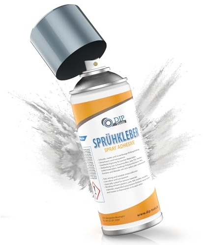 DIP-Tools Sprühkleber extra stark I transparent & geruchsarm - mit einstellbarem Sprühkopf - für Schaumstoff Textil Stoff Leder Filz usw - wasserfest & hitzefest (1x400ml)