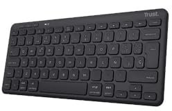 Trust Lyra Teclado Bluetooth QWERTY Español, 85% Plástico Reciclado, Multidispositivo, Teclado Inalámbrico Compacto Recargable para Windows, Mac, PC, Portátil, Tablet, iPad, Android, iOS, Negro