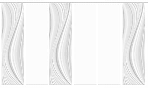HOME WOHNIDEEN 84677 Schiebegardine LAURINA Digitaldruck Dekostoff Seidenoptik 245x60, Farbe:grau, Größe:245 x 60 cm, Anzahl:6er Set (3X Bedruckt, 3X Uni)