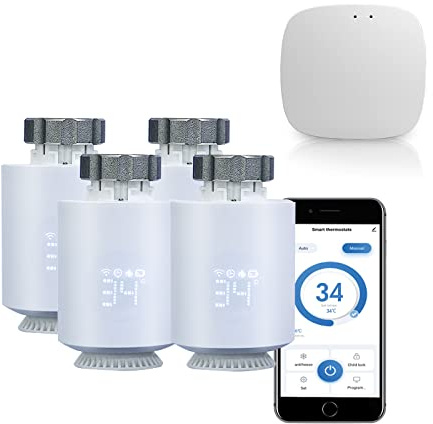 Qiumi Smart Zigbee Thermostat-Heizkörperventil, eTRV, Mobile Contrl von Smart Life App, funktioniert mit Alexa Googlehome