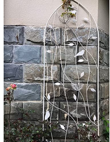Vintage Rankgitter Rankhilfe Spalier Gartenspaliere, 101X35cm|120X39cm|150X45cm, Rankgitter Metall, Sichtschutz Garten Metall, Grün, Weiß, for Rosen, Reben, Gemüse, Gurken, Kletterpflanzen ( Color : W