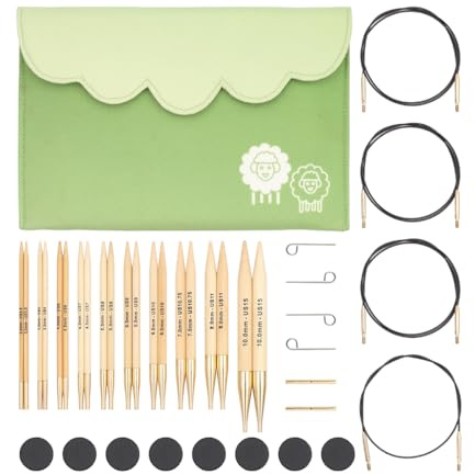 KnitPro Bamboo Deluxe Set mit austauschbaren Nadelspitzen 5 (13cm) I 10 Stärken (3mm – 10mm)