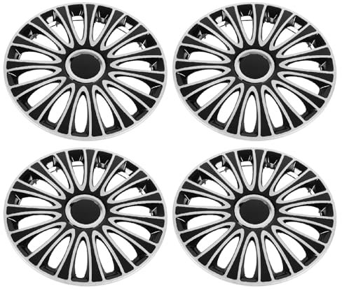 Radkappe, Set mit 4 Festen, Weißen und Schwarzen, Rostfreien, Einfach zu Installierenden Auto-Radkappen für