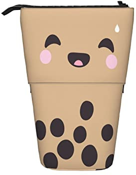 351 Federmäppchen Niedliches Muster, Brauner Bubble Tea, Kreatives Design, Niedliche Malerei Bleistifte Tasche Grosse Kapazität Schüler Stand Federmäppchen Mit Reißverschluss Teenager Make-Up Tasche