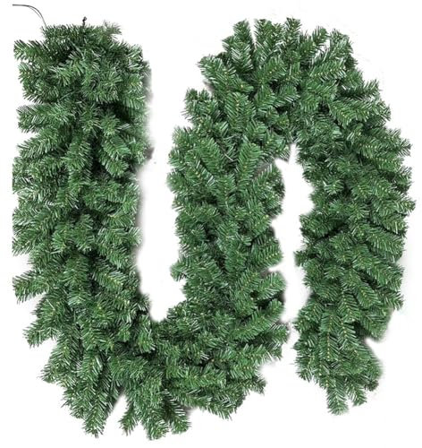 Grüne Weihnachtsgirlande für Urlaubsdekoration, 2,7 m künstliche Grünpflanze für Zuhause, Kamine, Kronleuchter, Treppen, Tor, Garten, Hochzeitsfeier, Outdoor/Indoor