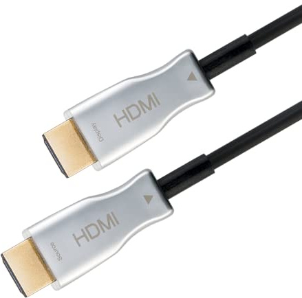 goobay 65570 Aktives Optisches Hybrid HDMI Kabel AOC / 4K @ 60 Hz UHD High Speed HDMI Anschlusskabel mit Ethernet / 18 Gbits Glasfaserkabel/Schwarz / 50m
