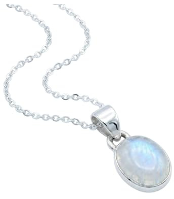 mantraroma Mondstein Kette Silber 925 Damen schlicht klein