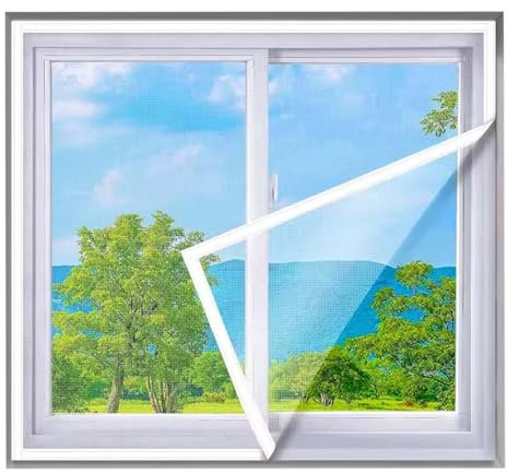 Anti-Aging-Fensterschutz, Fliegengitter für Katze, waschbar, einfache Installation, hält/Fliegen/Mücken draußen, Weiß,70x80cm