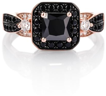 Jeulia Ring aus 925er Sterlingsilber Halo Prinzessin Schliff Valentinstag Versprechen Jubiläumsringe für Frauen und Mädchen mit Schmuckschatulle