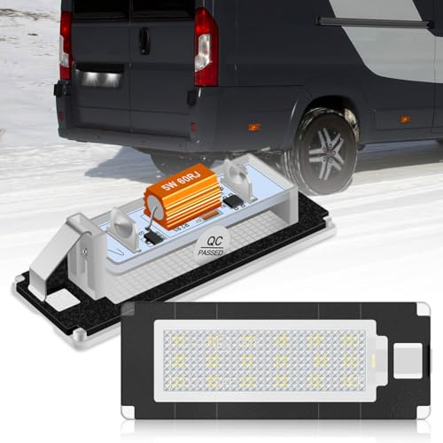 BIHEE Kennzeichenbeleuchtung für Ducato Bus, Citroën Jumper Bus, Peugeot Boxer (2006-2020) & Lancia Ypsilon (2003-2011) - 2 Stück LED Nummernschildbeleuchtung, Canbus Fehlerfrei, Plug & Play