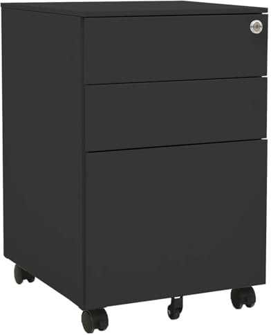 Chaduof Aktenschrank mit Rollen, Metallschrank, Werkstattschrank, Werkzeugschrank, Büroschrank, Lagerschrank, Garagenschrank, Stahlschrank, Anthrazit 39x45x60 cm Stahl