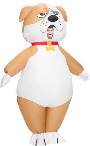 Spooktacular Creations Disfraces Inflables para Adultos, Disfraz Inflable de Bulldog de Cuerpo Completo, Disfraces de Cachorros explotables marrones para Disfraces de Halloween,Cosplay