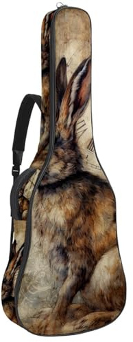 Schöne Gitarrentasche, wasserdichte Gigbag für 40/41/42 Zoll Akustikgitarre mit mehreren Taschen und Schutzschicht, Vintage Katze Muster, Mehrfarbig Nr. 04, 42.9x16.9x4.7 in, Gitarrentasche