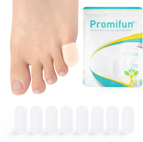 8 Pcs Silicone Toe Protectors Toe Caps - Promifun Gel Toe Covers for Women Men - Toe Cushions and Protects Provide Relief from Missing or Ingrown Toenails, Corns, Blisters, Hammer Toes(8S)