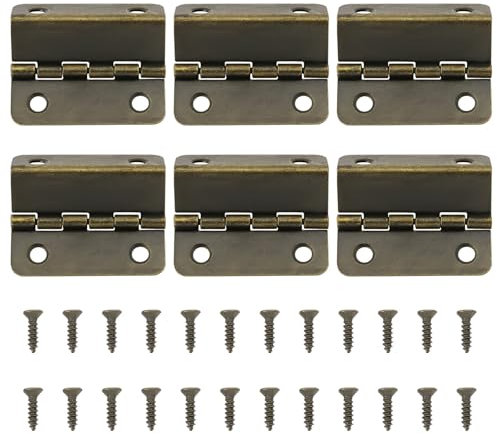 EMSea 6 Pezzi Cerniere In Bronzo Antico Cerniere Vintage Cerniera Retrò A Tre Pieghe Con 12 Viti Per Porte Armadi Mobili Baule Portagioie Vintage