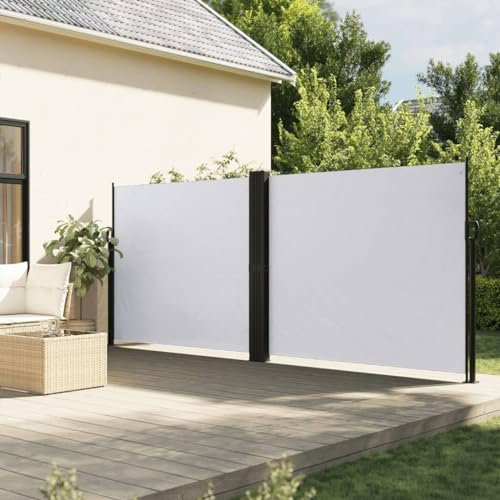 Sufrk Tenda da Sole Laterale Retrattile Bianco 180x600 cm-Tenda da Sole per Esterno Avvolgibile,Tenda da Sole a Bracci Estensibili con Telaio in Alluminio,Tettuccio Resistente al Sole e Impermeabile e