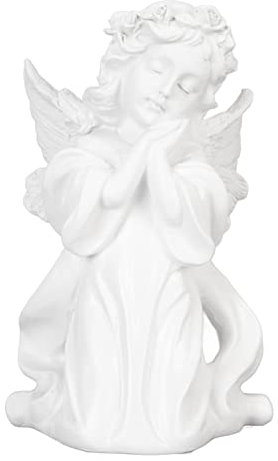 Aladeno Betende Winkelfigur aus Kunstharz, weiße Gebetsmädchen-Winkelverzierung, Bezaubernde Baby-Engelstatue mit Wangenflügeln, Cherubim-Skulptur für Bücherregal, Schlafzimmer,