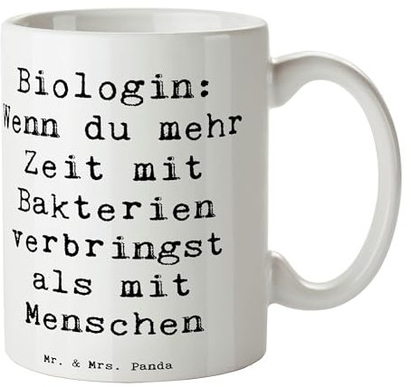 Mr. & Mrs. Panda Tasse Spruch Biologin Bakterienliebe - Geschenk, Mikroskop, Teebecher, Wissenschaft, Kaffeetassen, Biologie, nachhaltig, Geschenke