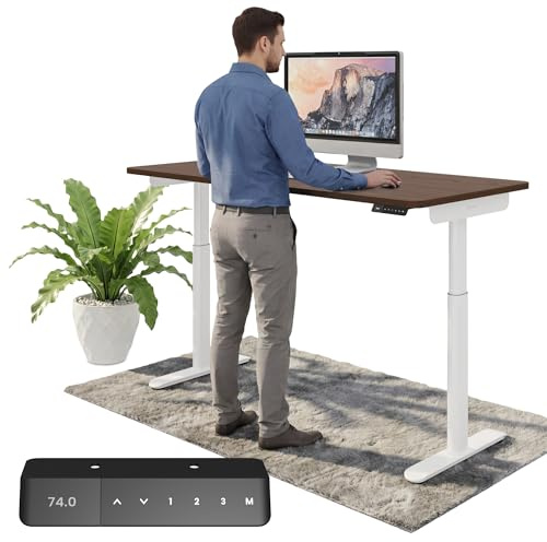 Ergotopia Desktopia One höhenverstellbarer Schreibtisch | elektrischer Schreibtisch höhenverstellbar | Bürotisch höhenverstellbar, Verstellbarer Tisch TÜV-geprüft, 7 Jahre Garantie 138x65 cm