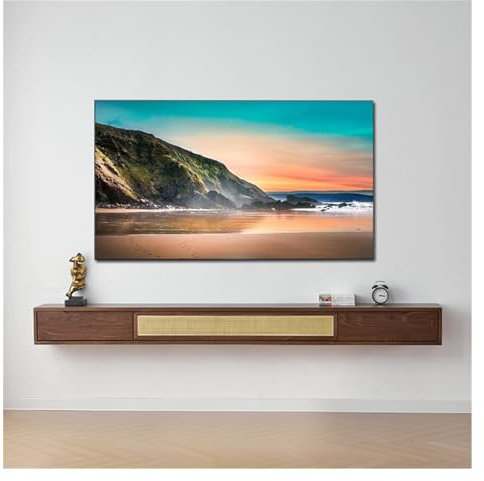 TV Schrank Hängend Schwimmender TV-Ständer aus Walnussholz, 82-Zoll-TV-Medienkonsole zur Wandmontage im Entertainment-Center, schwebende TV-Regale mit 2 Schubladen und 1 ausgehöhlter Steckdose auf der