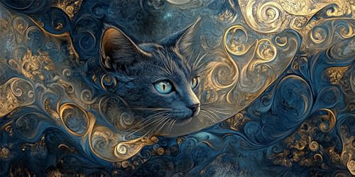 Malen Nach Zahlen Erwachsene Groß 40 x 20 cmTraum, Malen Nach Zahlen XXL Katze DIY Handgemalt Ölgemälde Leinwand Set für Anfänger Inklusive Pinsel und Acrylfarben, Frauen Hobby Bastelset Deko T510