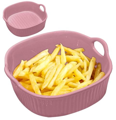 Ruioomeep Pirofila in ceramica, pirofila quadrata, 18,5 x 17 cm, 650 ml, forma quadrata con manico, resistente ai graffi e ai tagli, per lasagne, tiramisù, sformati, accessori per friggitrice, forno a