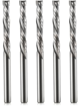 Lot de 5 fraises hélicoïdales en carbure de tungstène 1/8 (3,175 mm) Coupe Up & Down Fraise spirale CNC 2 tranchants Fraise à compression pour gravure, fraisage et travail du bois