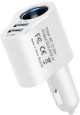 Biladapter för plug outlet – multifunktionell 80 W billaddare | Snabbladdningstillbehör med uttag, kompatibel med smartphones, GPS-enheter och fordonselektronik