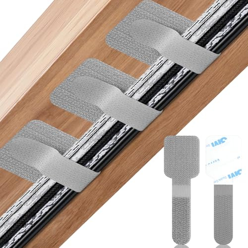 KOVSGQ Bridas Reutilizables Organizador Cables Escritorio Organizador De Cables Sujeta Cables Adhesivo 100 Piezas para Tv Pc Portátil Ethernet Escritorio Cables De Carga Mesita De Noche (Gris)