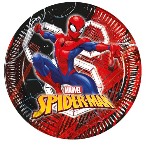 Spiderman Lot de 8 assiettes en carton FSC 23 cm
