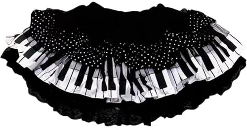 Fituenly Gonna a Pieghe Y2k con Elastico in Vita, Gonna in Pizzo a Pois alla Moda, Stile Pianoforte, Bianca E Nera