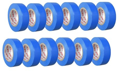 DRW Cinta aislante azul adhesiva 12 unidades 18mm x 15 m