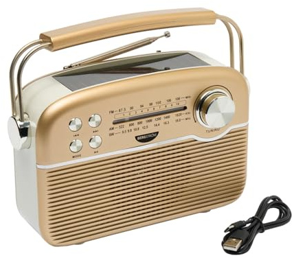3 PAGEN® tragbares Solar Radio Retro Design – Solar- & Akkubetrieb FM/AM/SW – Bluetooth, USB & Micro-SD – kabellos, kompakt & flexibel - wiederaufladbar